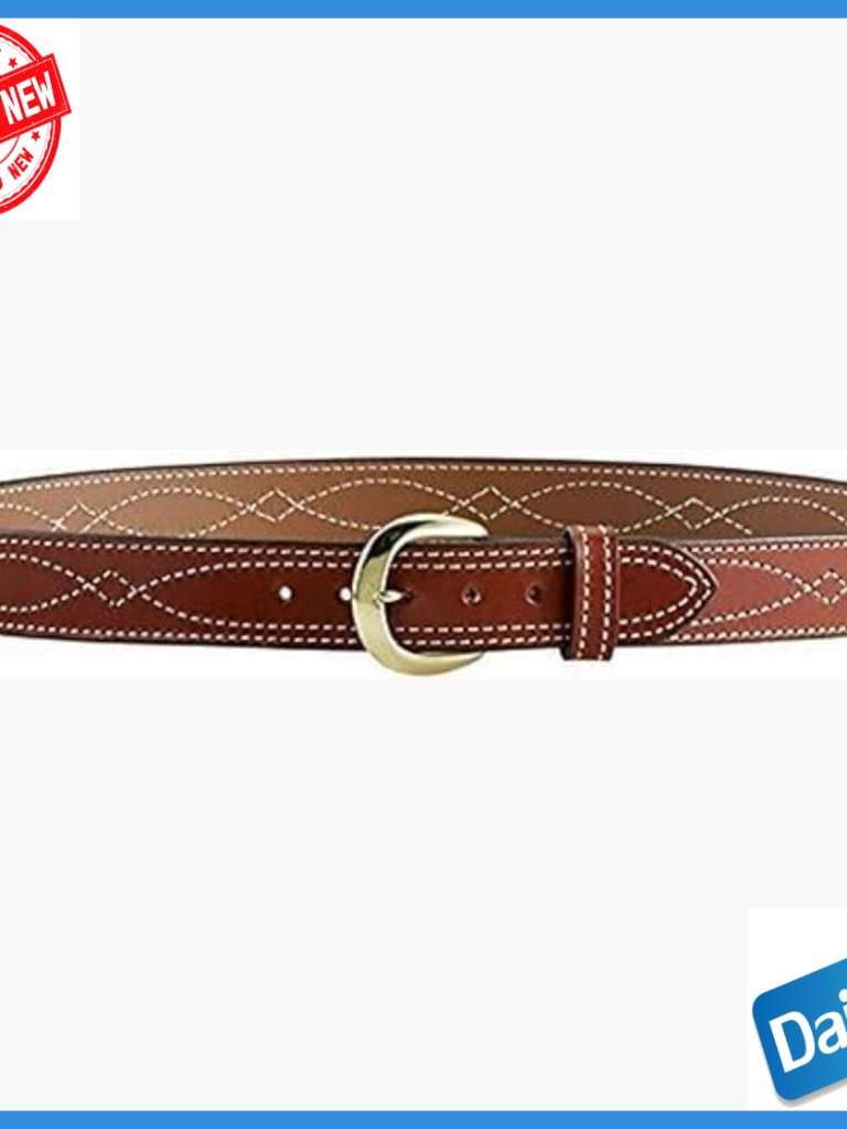Leather Dress Belt 1-3/4" Wide With Gunfighter Stitch, Polished Buckle